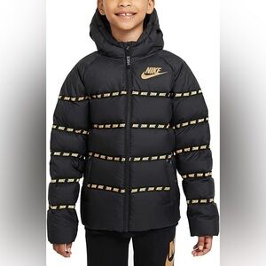 Kids Youth NIKE Black/Gold Synthetic-Filled Down Puffer Logo Jacket